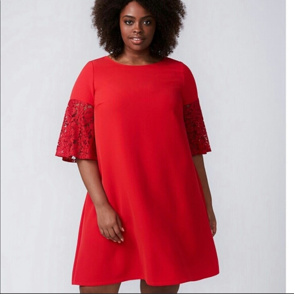 NWT Red Lane Bryant 18/20 Lace Sleeved Dress